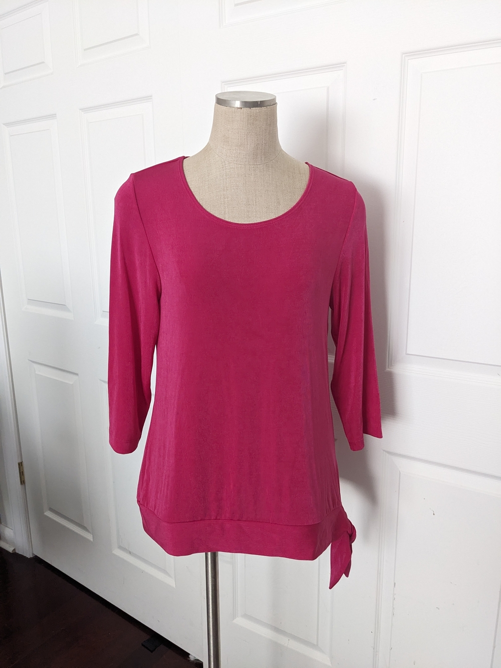 Chico's - Travelers By Chico's Side Tie Mesh Hem Top - Sz 1 (Med) - Pink - NWOT